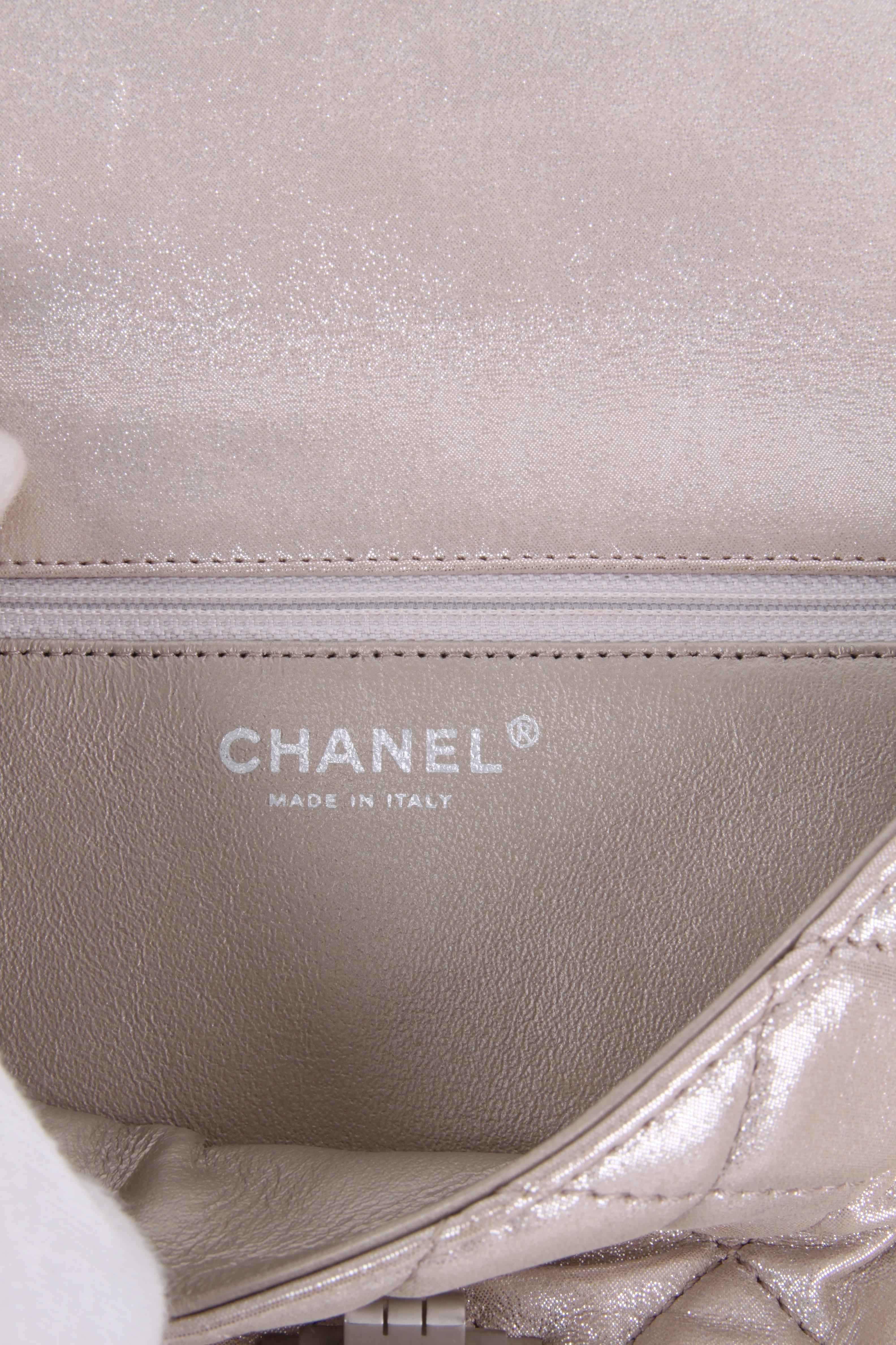 Chanel Metallic Gold Quilted Roll Leather Clutch 4