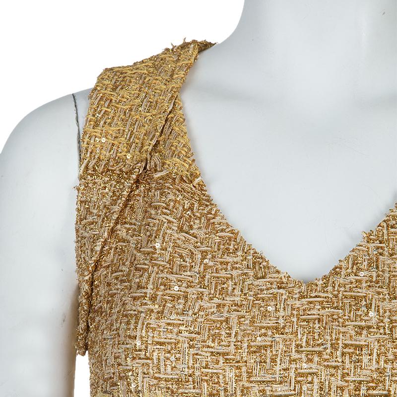 Brown Chanel Metallic Gold Sleeveless Top S