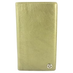 Chanel Metallic Green Calfskin Long Bifold Wallet 1cz59s