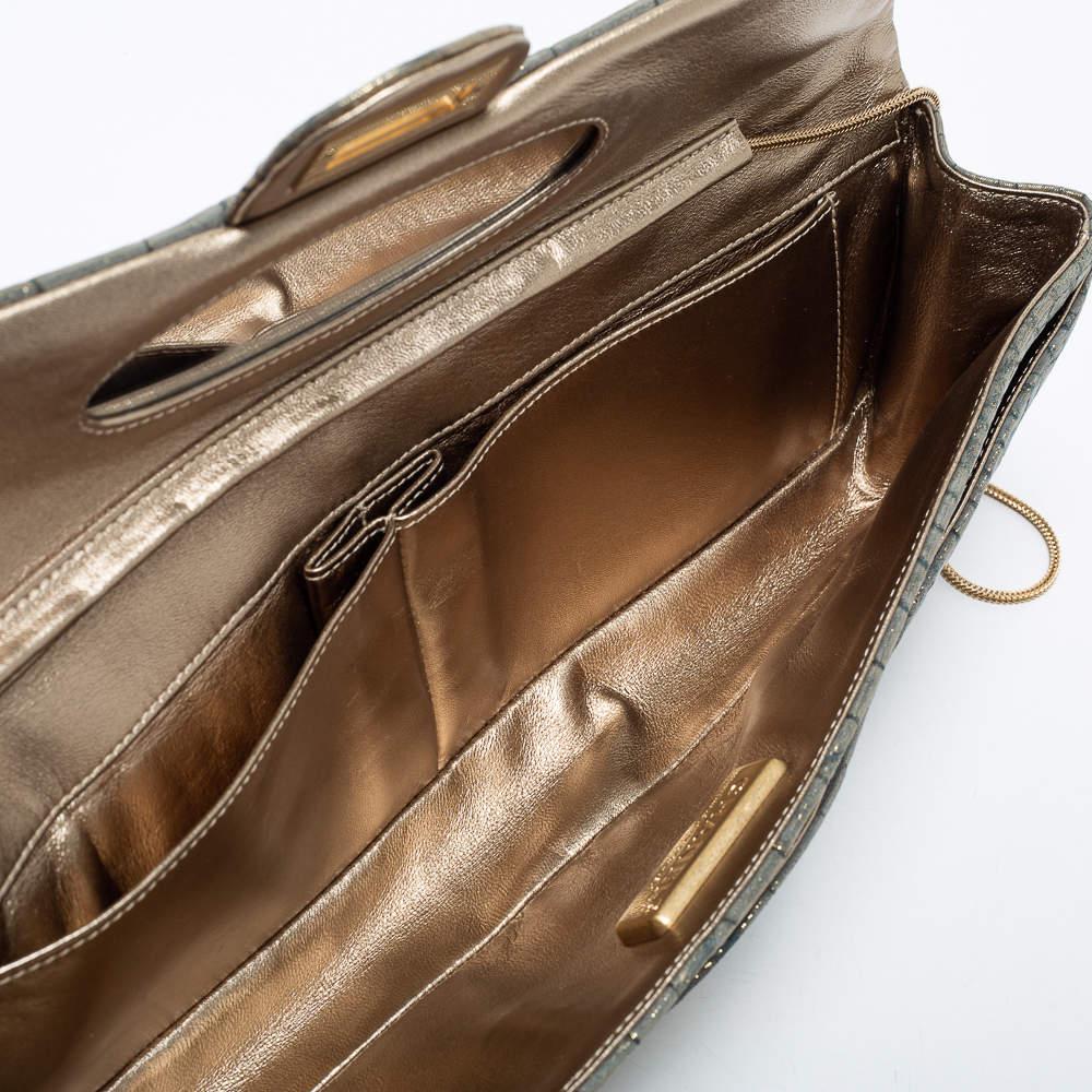 Chanel Metallic Green Croc Embossed Leather Reissue 2.55 East West Chain Clutch 8