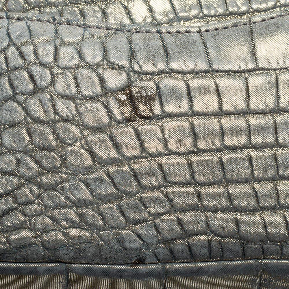 Chanel Metallic Green Croc Embossed Leather Reissue 2.55 East West Chain Clutch 4