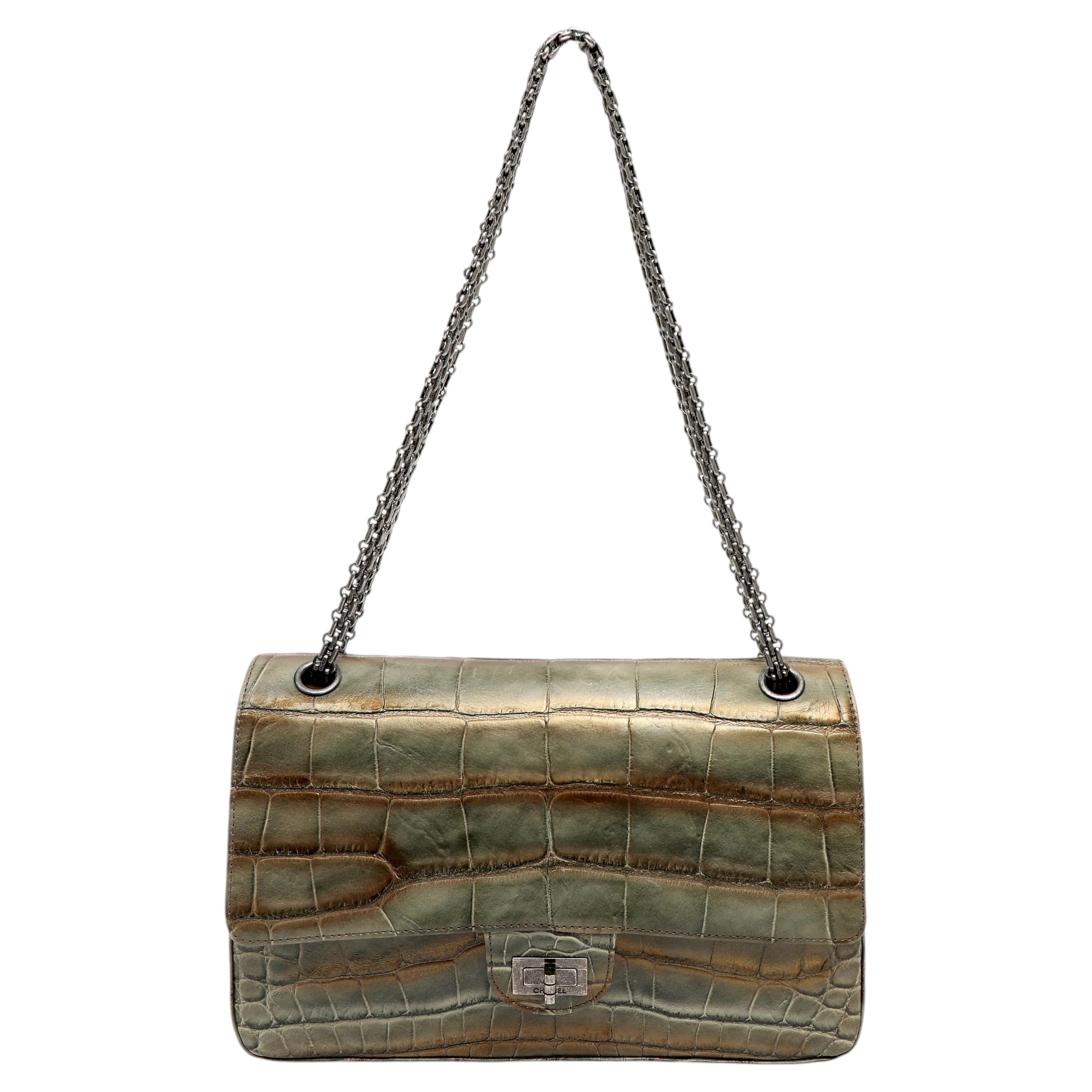 Chanel 2.27 Reissue Flap Metallic Green and Gold Alligator w/Mademoiselle Chain