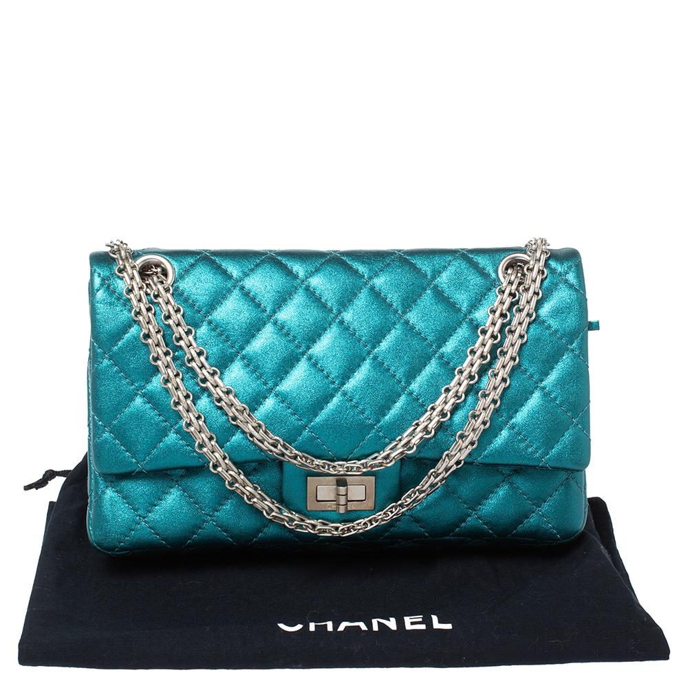 Chanel Metallic Green Quilted Leather Reissue 2.55 Classic 225 Flap Bag 6