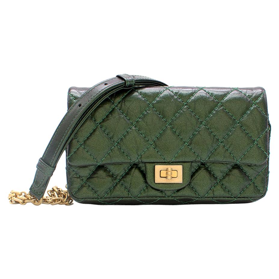 Chanel Metallic Green Reissue 2.55 Waist Bag at 1stDibs  chanel 2.55 belt  bag, chanel reissue belt bag, chanel 2.55 waist bag