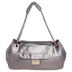 Chanel Polar Accordion Flap Bag Vinyl with Mohair Gray 486602