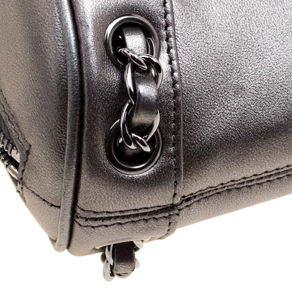 Chanel Metallic Grey Leather Tassel Evening Bag 5