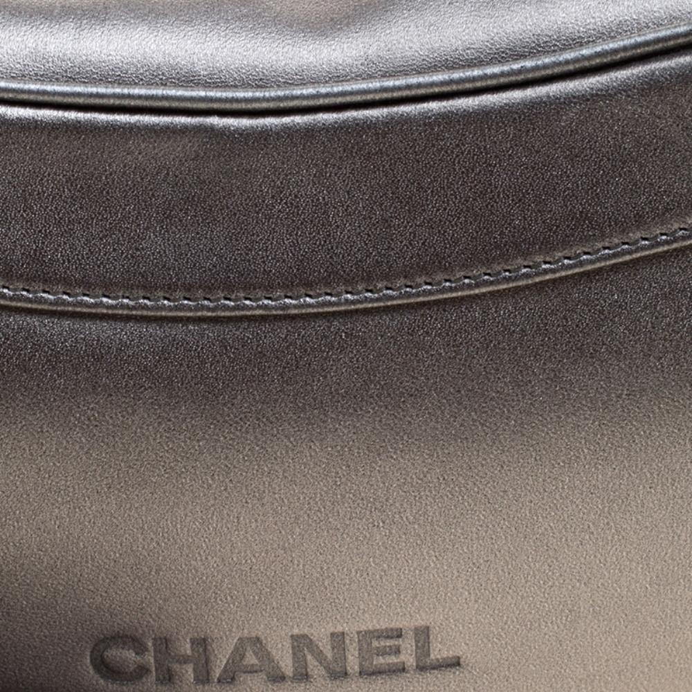 Chanel Metallic Grey Leather Tassel Evening Bag 1
