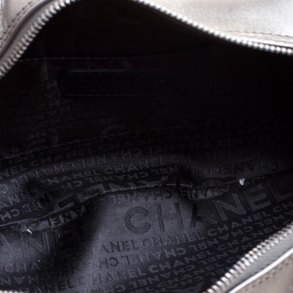 Chanel Metallic Grey Leather Tassel Evening Bag 2
