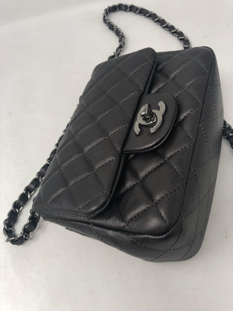 Chanel Metallic Grey Mini Square Flap Bag at 1stDibs