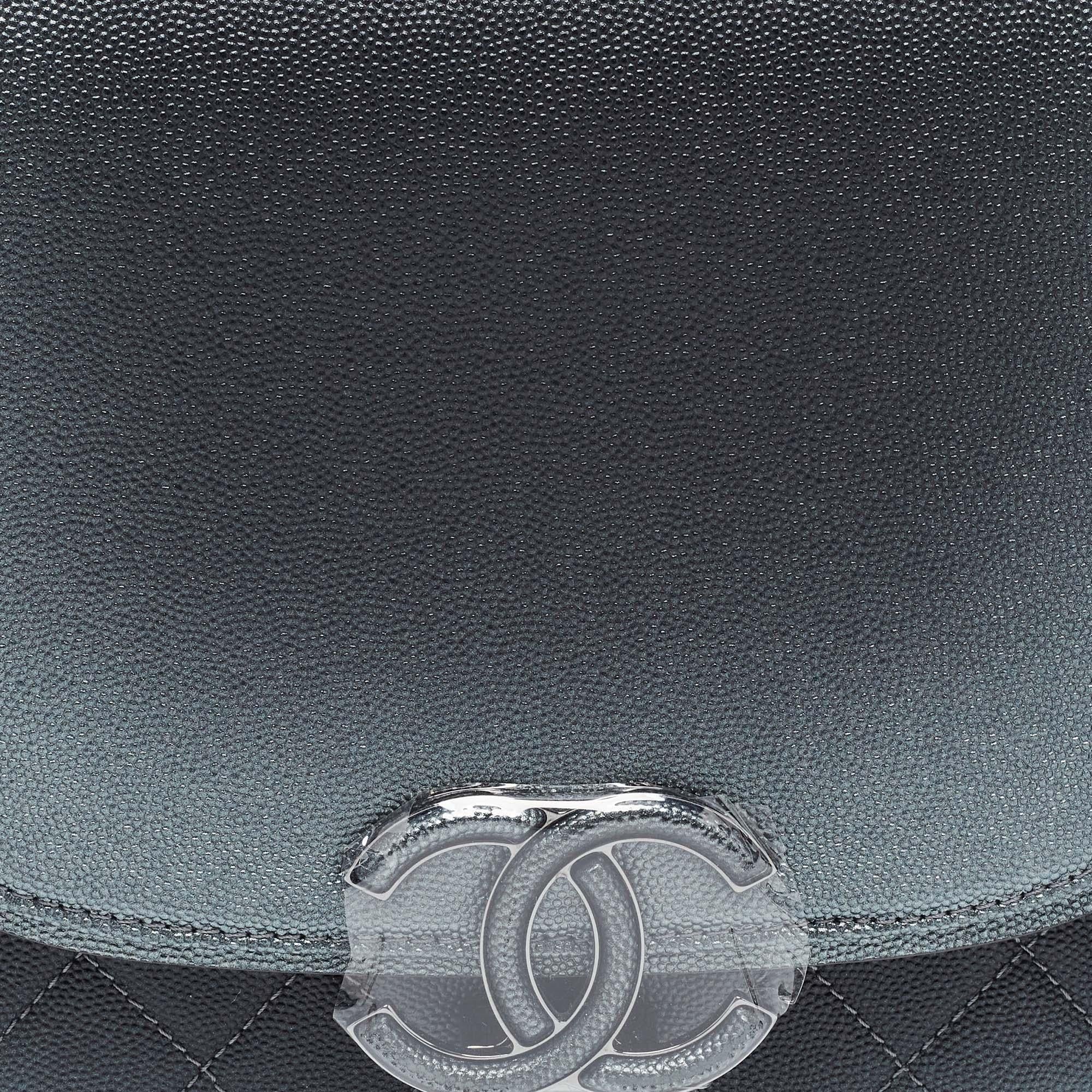 Chanel Metallic Grey Ombre Quilted Caviar Leather Coco Curve Flap Bag 3