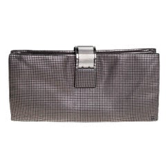 Chanel Metallic Grey Perforated Leather CC Foldover Clutch