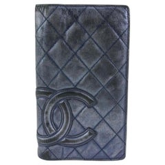 Chanel Metallic Grey Quilted Cambon Long Flap Wallet 123c34