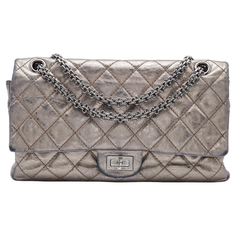 Chanel 2.55 Reissue XXL Grey Denim Airlines Flap Travel Maxi Quilted Maxi Shoulder Bag