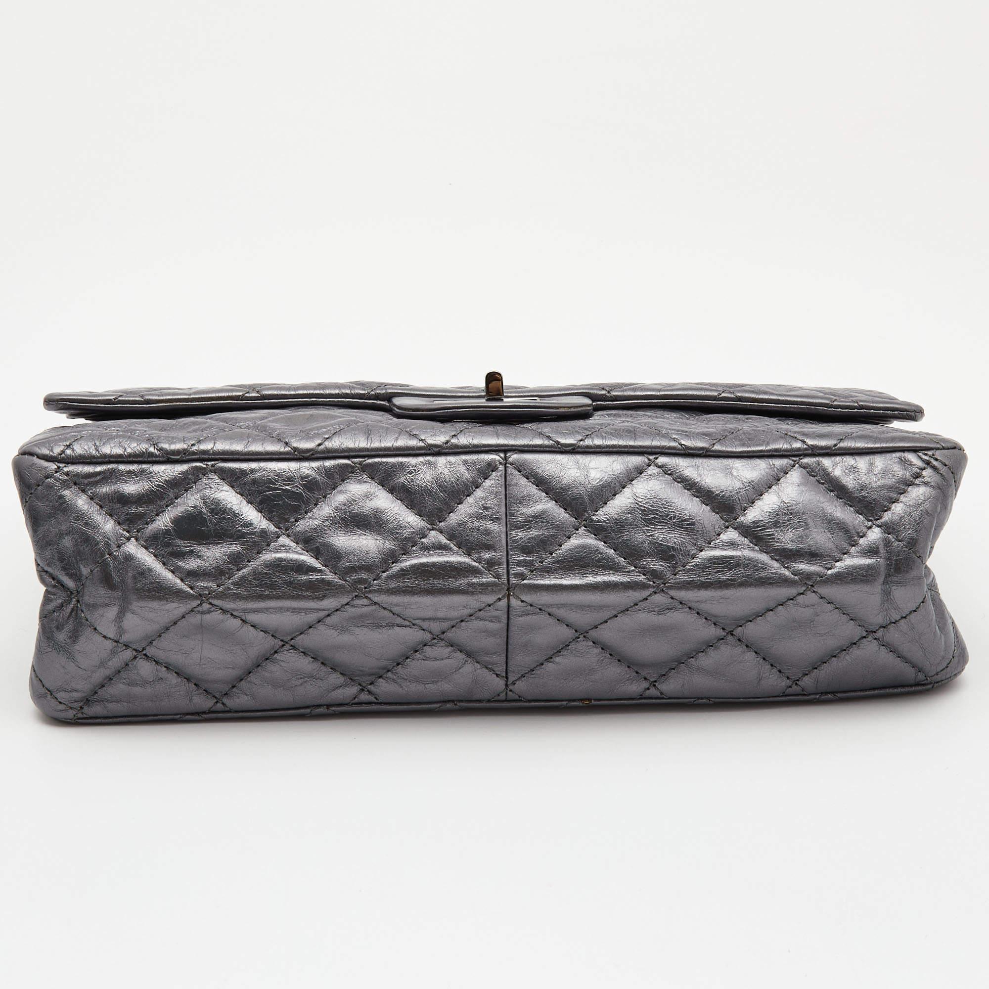 Women's Chanel Metallic Grey Quilted Leather Reissue 2.55 Classic 227 Flap Bag