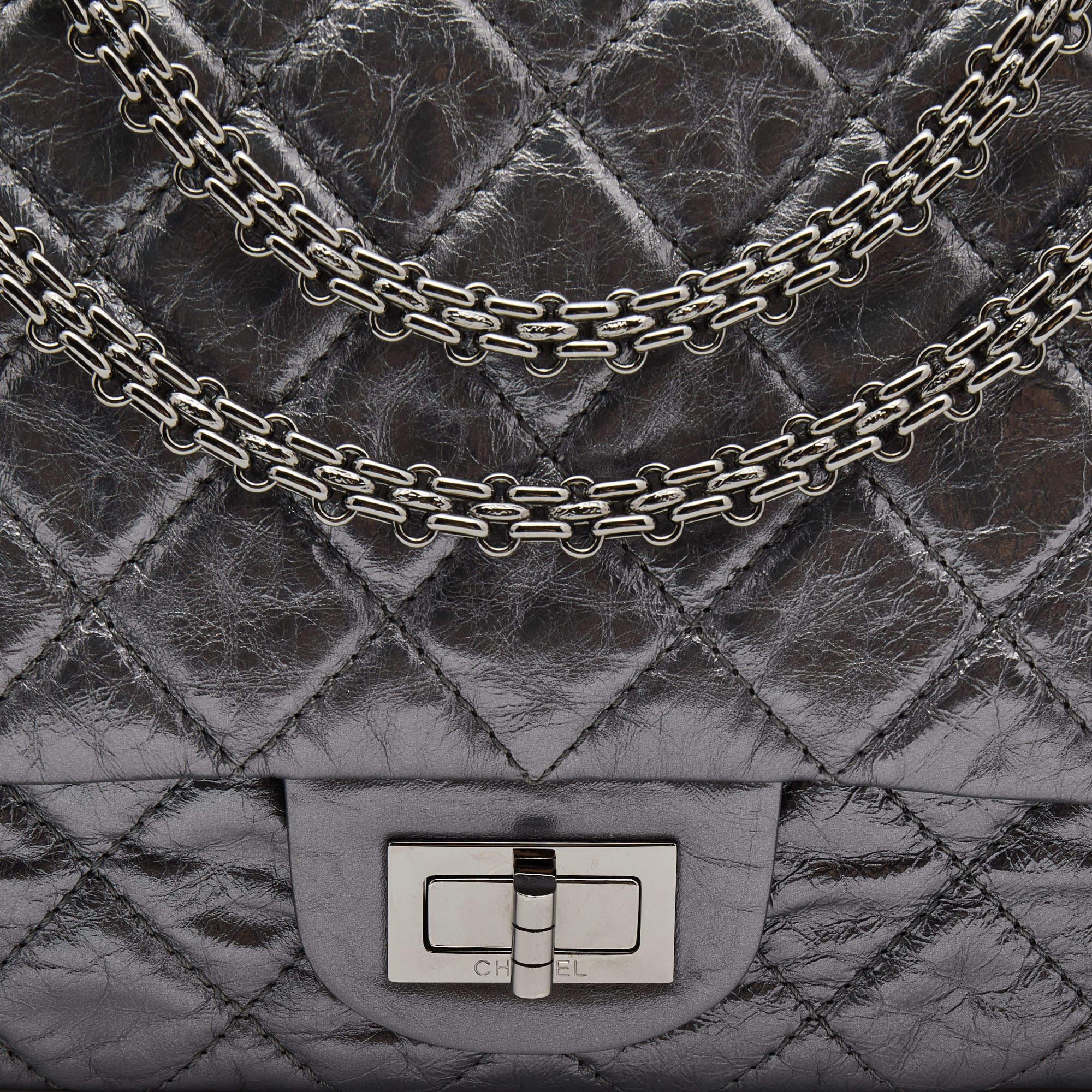 Chanel Metallic Grey Quilted Leather Reissue 2.55 Classic 227 Flap Bag 1