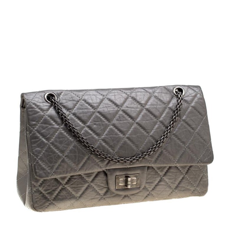 Chanel Metallic Grey Quilted Leather Reissue 2.55 Classic 227 Flap Bag