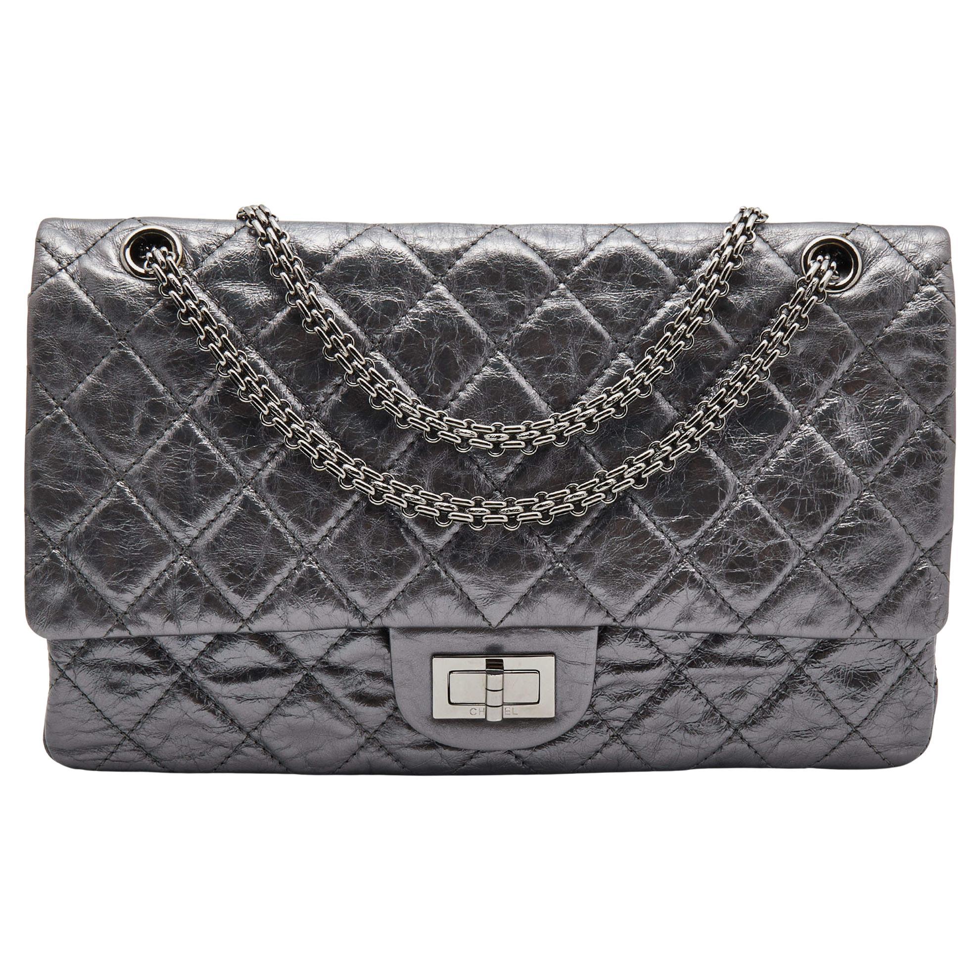 Chanel Metallic Grey Quilted Leather Reissue 2.55 Classic 227 Flap Bag