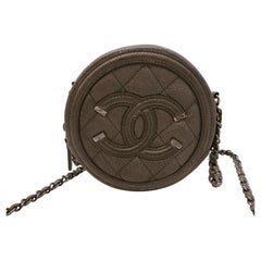 Chanel Metallic Grey Quilted Leather Round Filigree Bag-immaculate!