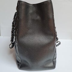 Chanel Metallic Gunmetal Caviar Grand Shopping Tote