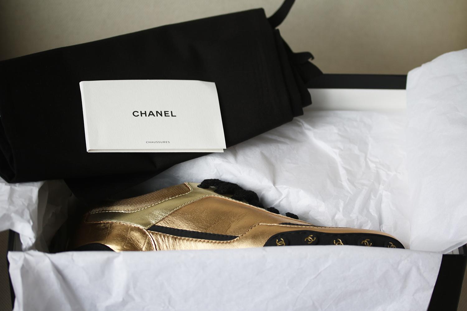 Chanel Metallic Lambskin and Fabric Sneakers  1