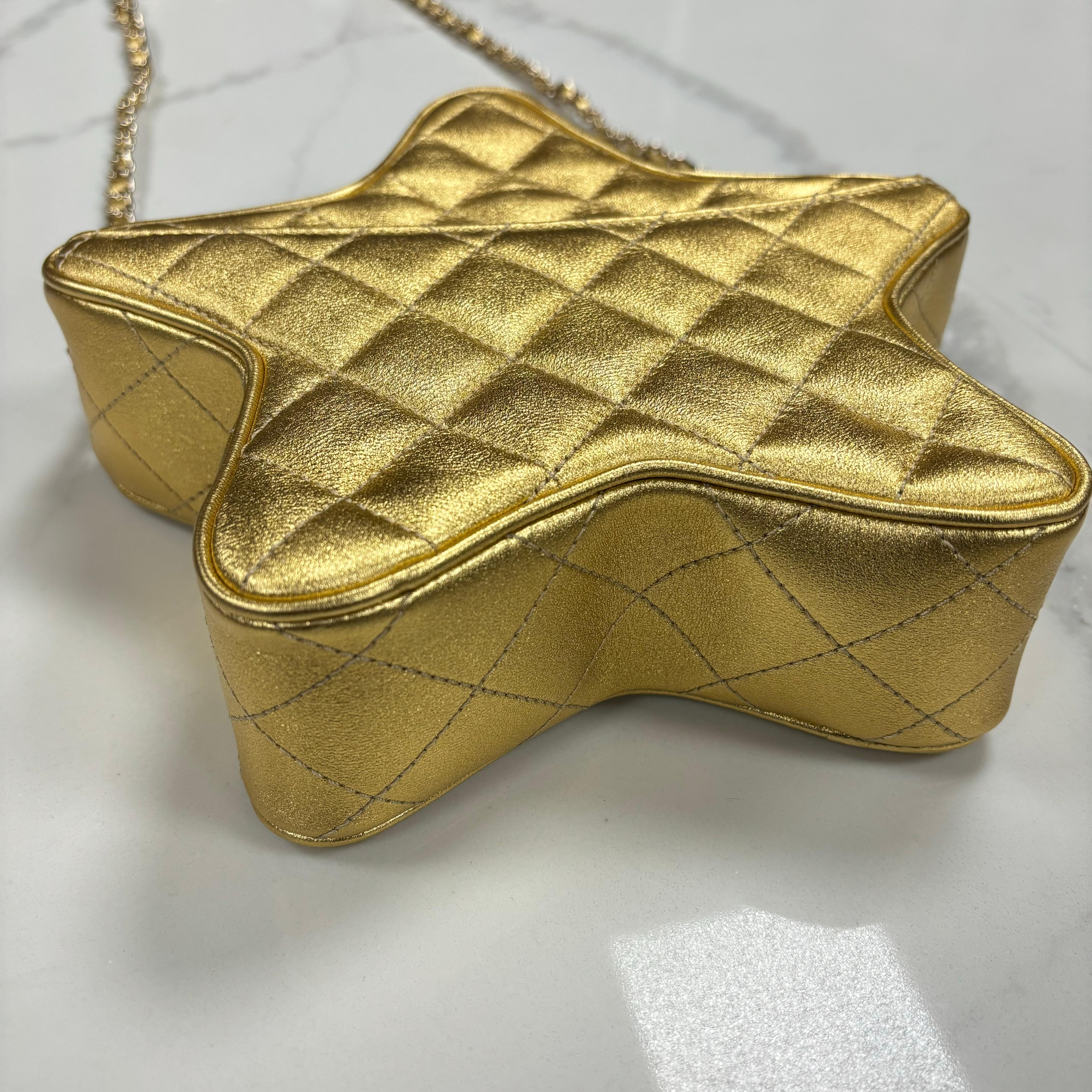 Women's or Men's Chanel Metallic Lambskin & Gold-tone Metal Star Handbag