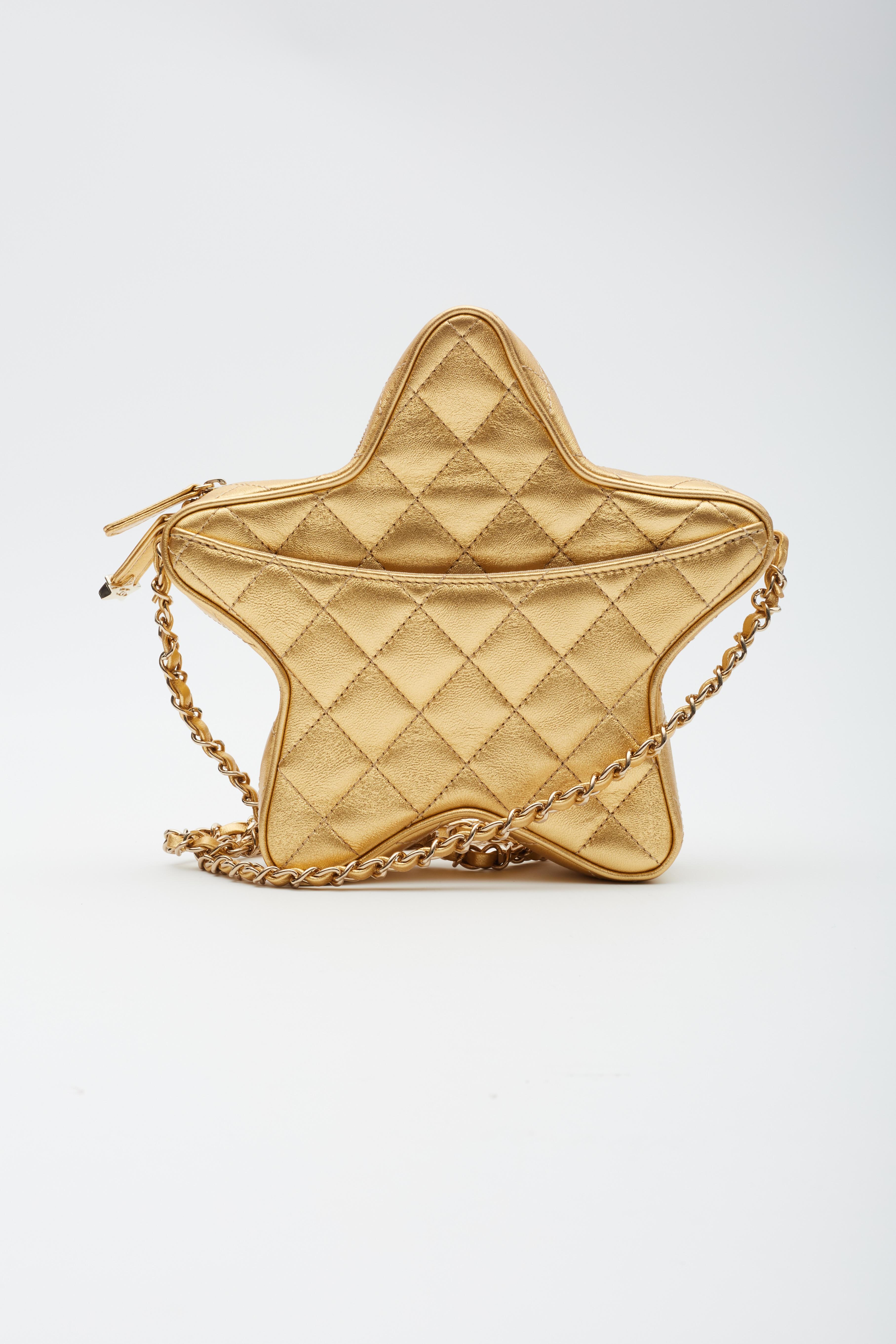 Chanel Metallic Lambskin & Gold Walk Of Fame Star Bag For Sale 1