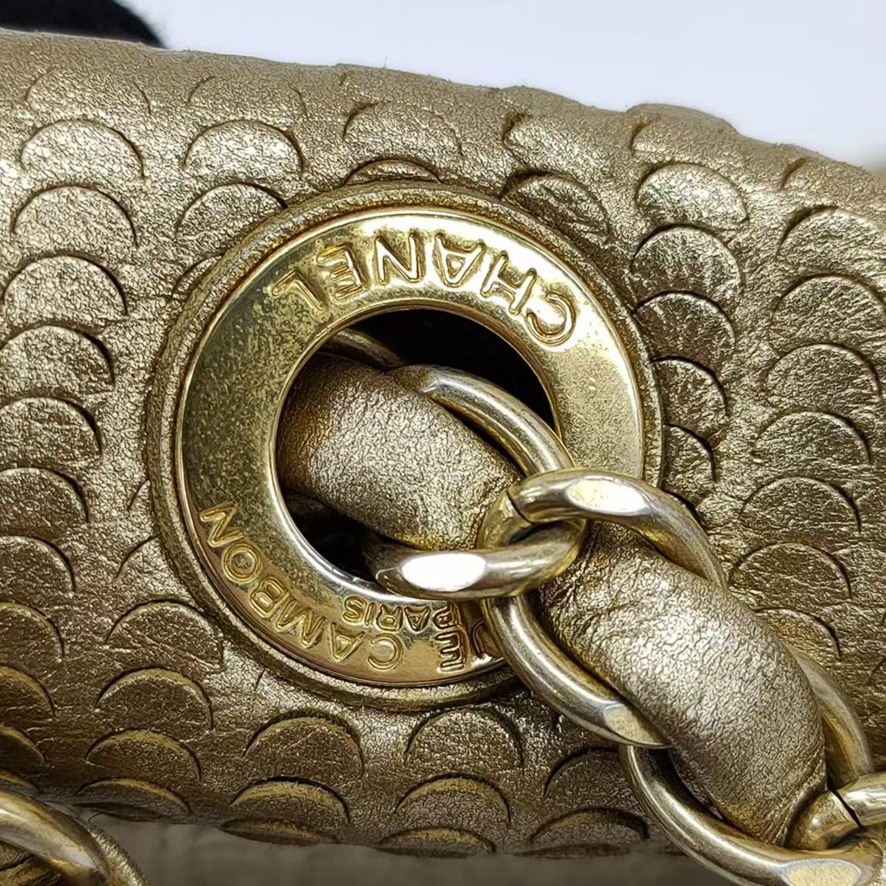 Chanel Metallic Lambskin Laser Cut Medium Gold 2014 Classic Flap Bag For Sale 10