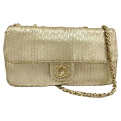 Vintage Chanel Metallic Lambskin Laser Cut Medium Gold 2014 Classic Flap Bag