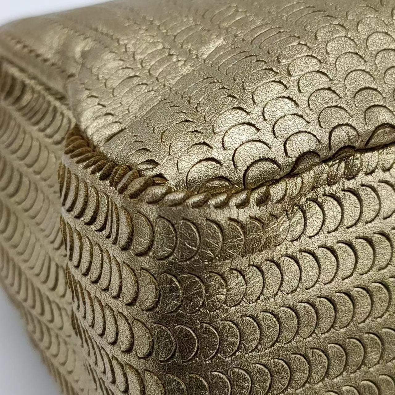 Chanel Metallic Lambskin Laser Cut Medium Gold Classic Flap Bag 6