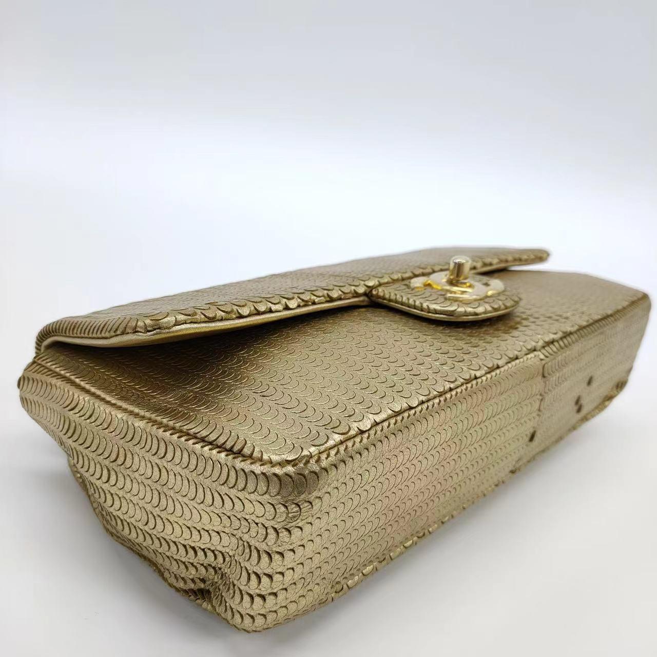 Chanel Metallic Lambskin Laser Cut Medium Gold Classic Flap Bag 3