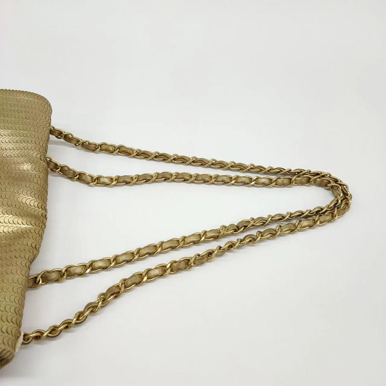 Chanel Metallic Lambskin Laser Cut Medium Gold Classic Flap Bag 5