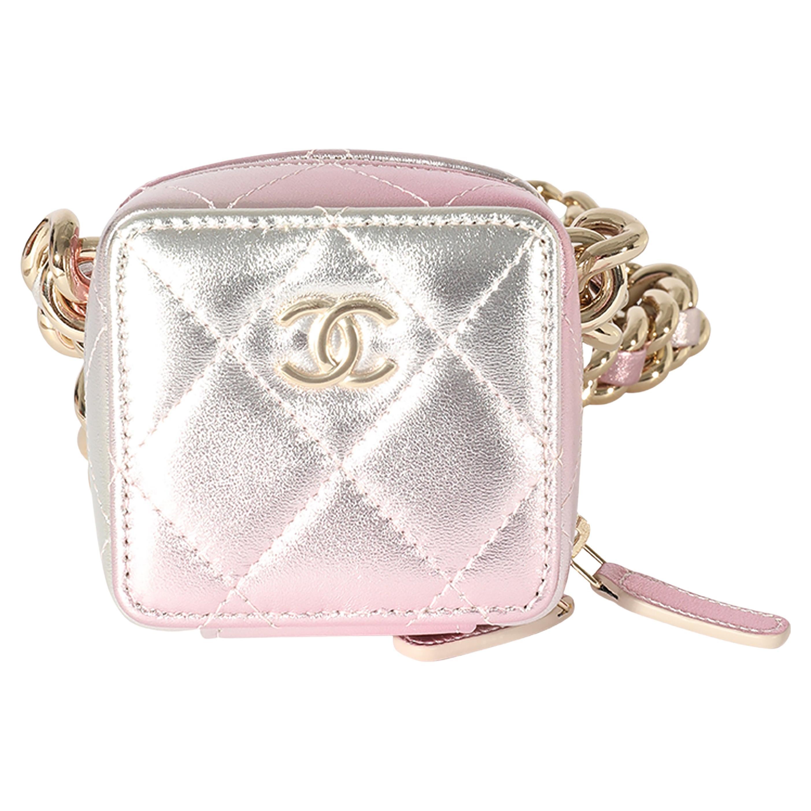 Chanel Metallic Lambskin Quilted Coco Punk Clutch with Chain