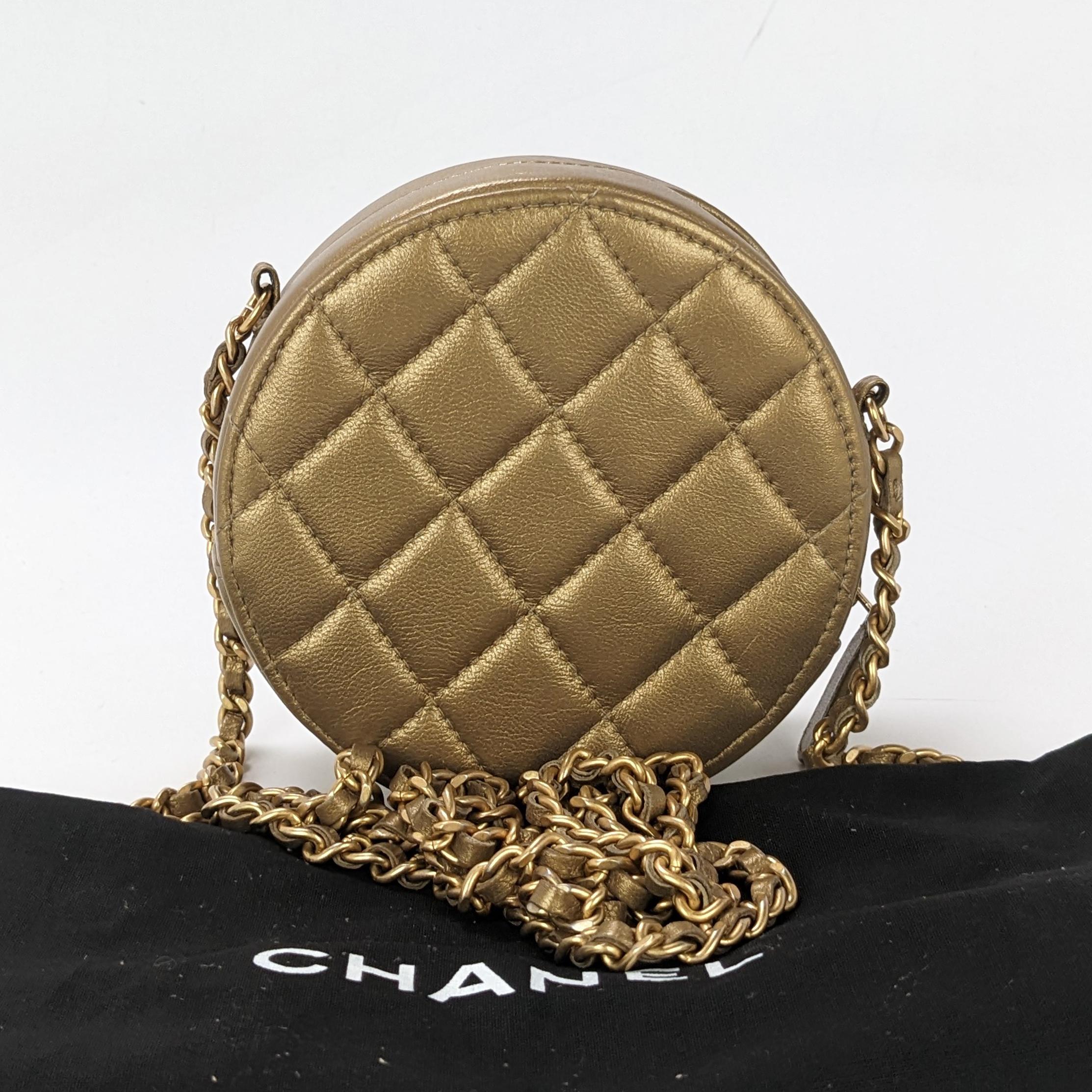 Condition: This authentic Chanel bag is in excellent pre-loved condition. There are very light scratches to the hardware and slight dryness to leather on strap.

Est. Retail: $3000

Includes: Dust bag

Features: Gold amulet adornments, chain leather