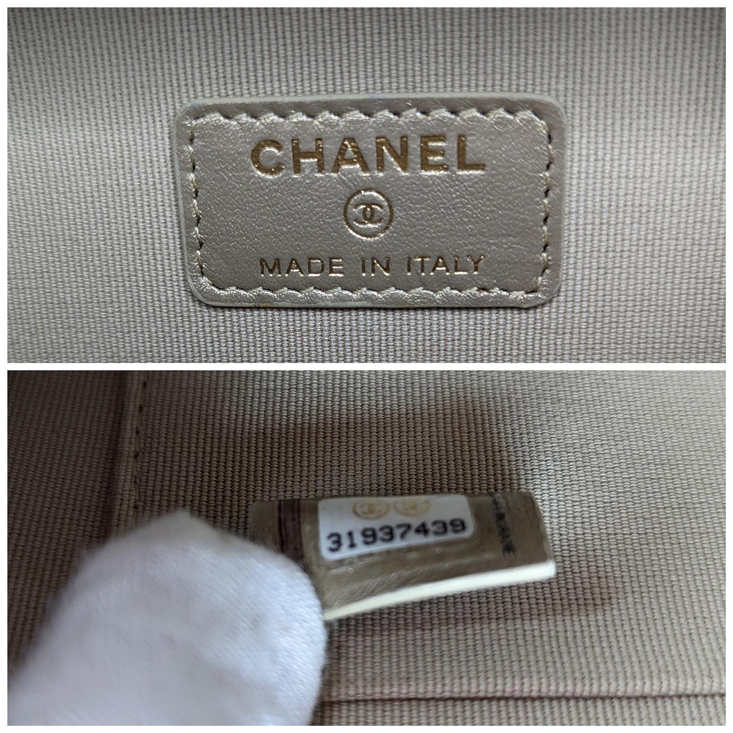 Brown Chanel Metallic Lambskin Quilted Top Handle Vanity Case Gold