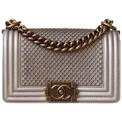 Chanel Metallic Lambskin Small Boy Crossbody Bag 