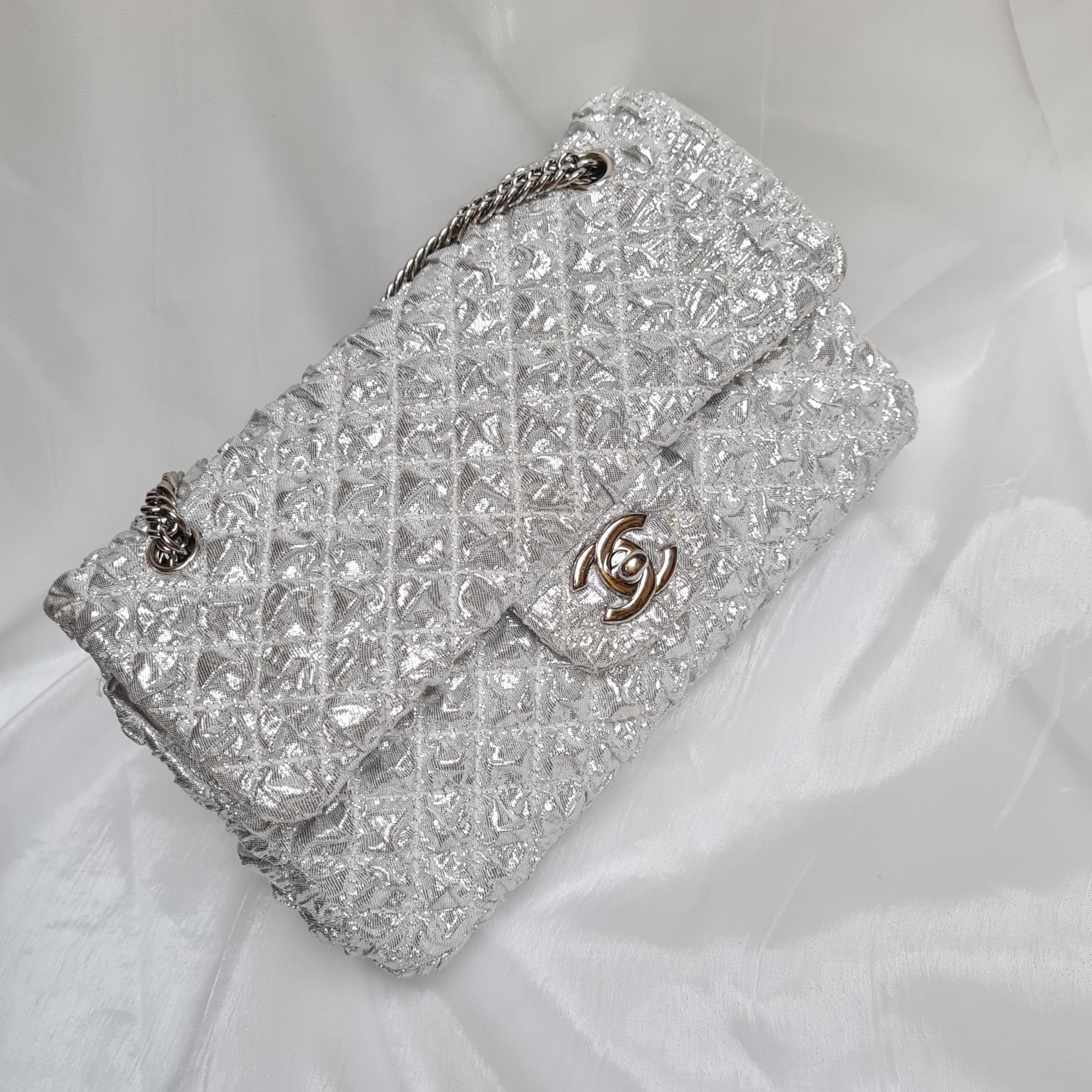 Chanel Metallic Lame Quilted Small Double Flap Bag 7