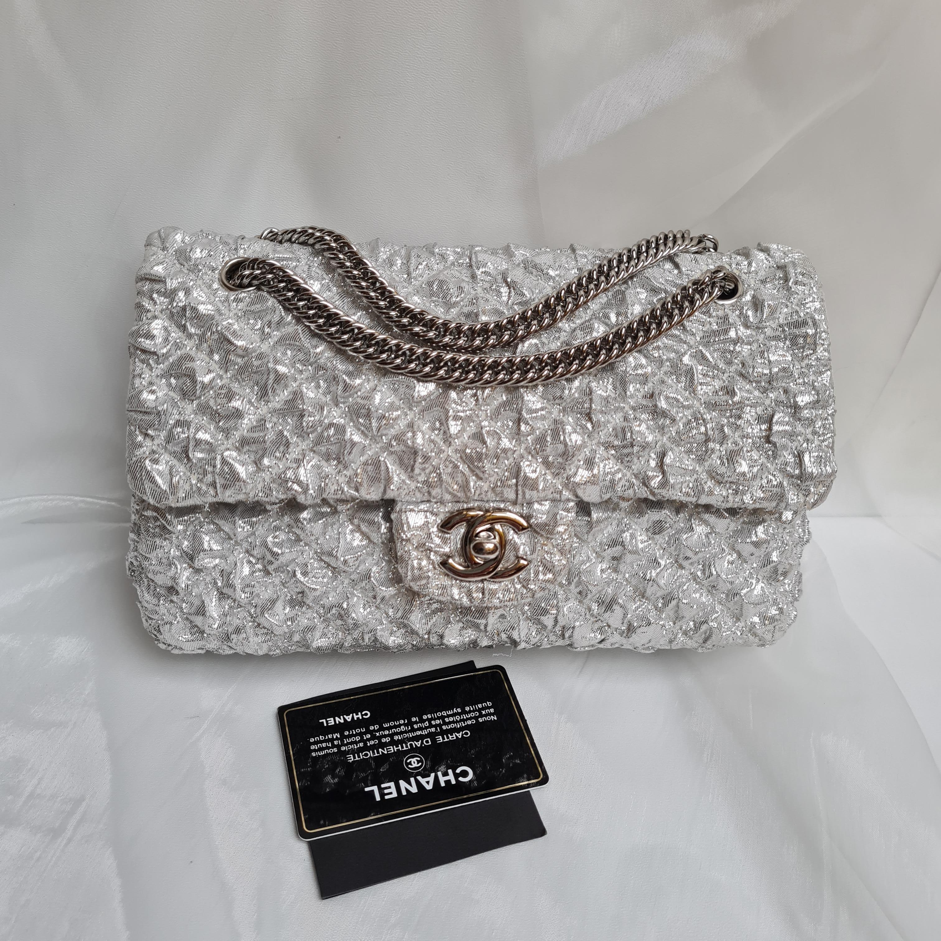 Chanel Metallic Lame Quilted Small Double Flap Bag 13