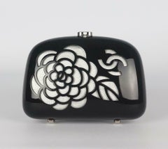 Chanel Metallic Leather And Acrylic Camellia Minaudiere Crossbody Bag