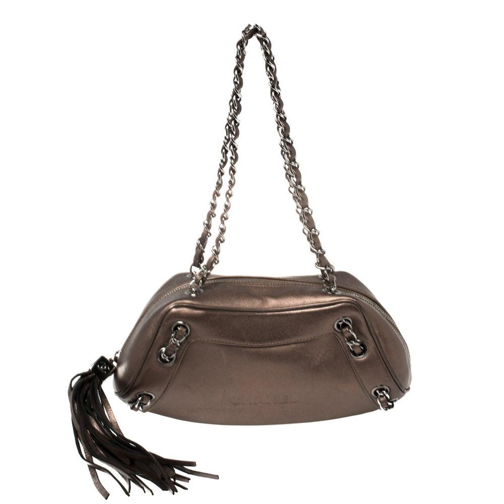 Chanel Metallic Leather Tassel Baguette Bag at 1stDibs