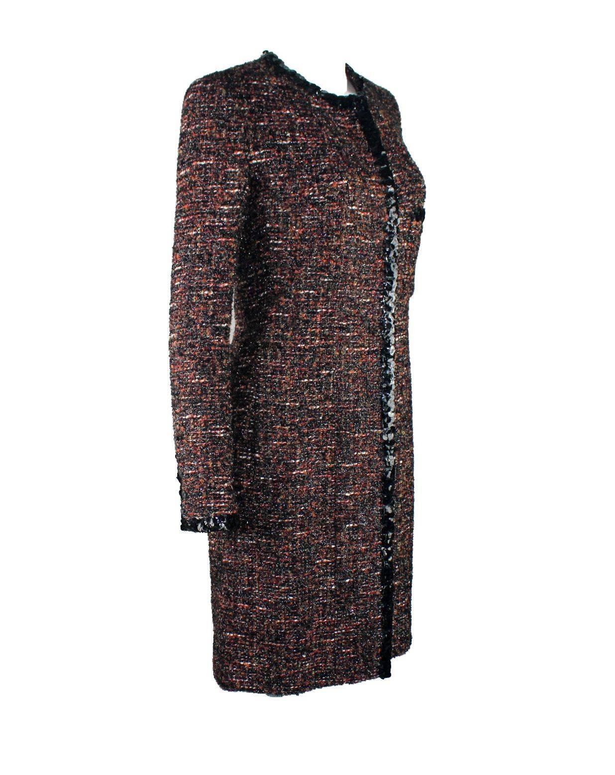 Black UNWORN Chanel Metallic Lesage Fantasy Tweed Sequin Trimmed Coat 