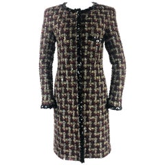 Chanel Metallic Lesage Fantasy Tweed Trimmed Evening Coat w/ Sequin Size FR 40