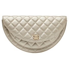 Chanel Metallic Light Gold Quilted Leather Flap Clutch