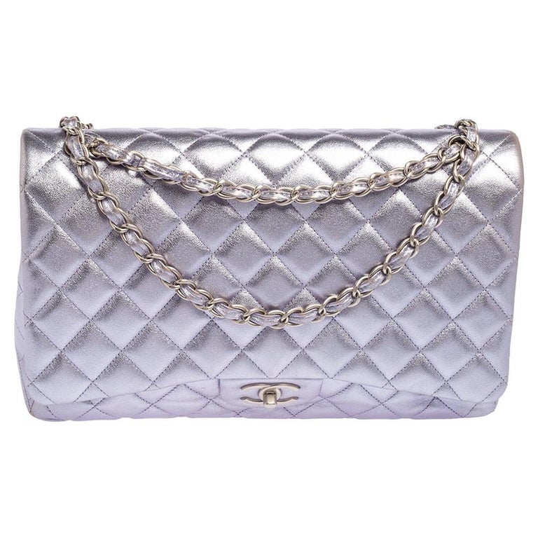 Chanel Metallic Lilac Quilted Leather Maxi Classic Double Flap Bag at  1stDibs