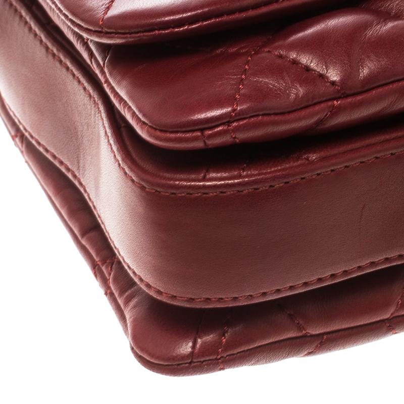 Chanel Metallic Maroon Leather Classic Flap Shoulder Bag 3