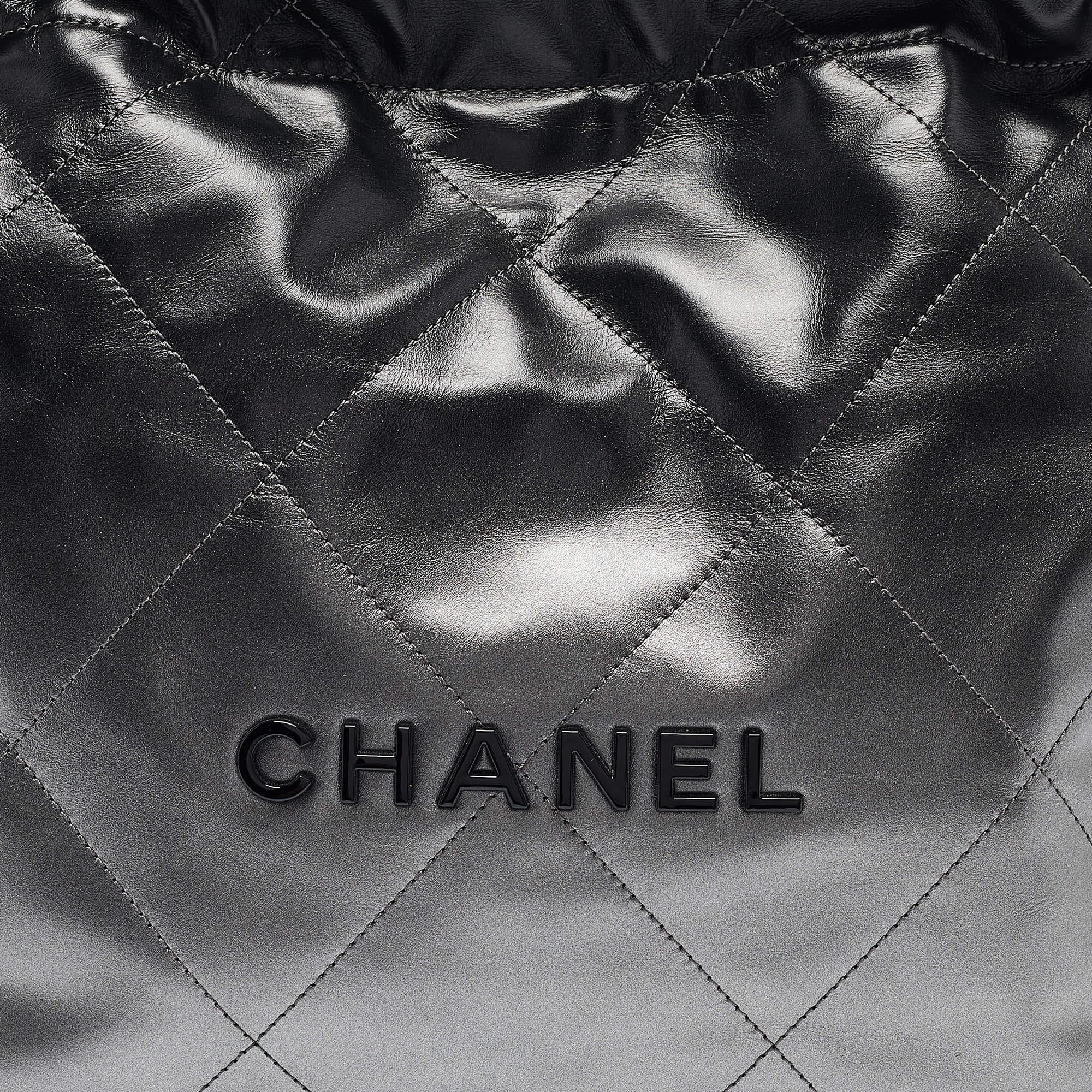 Women's Chanel Metallic Ombre Quilted Shiny Leather Small 22 Hobo
