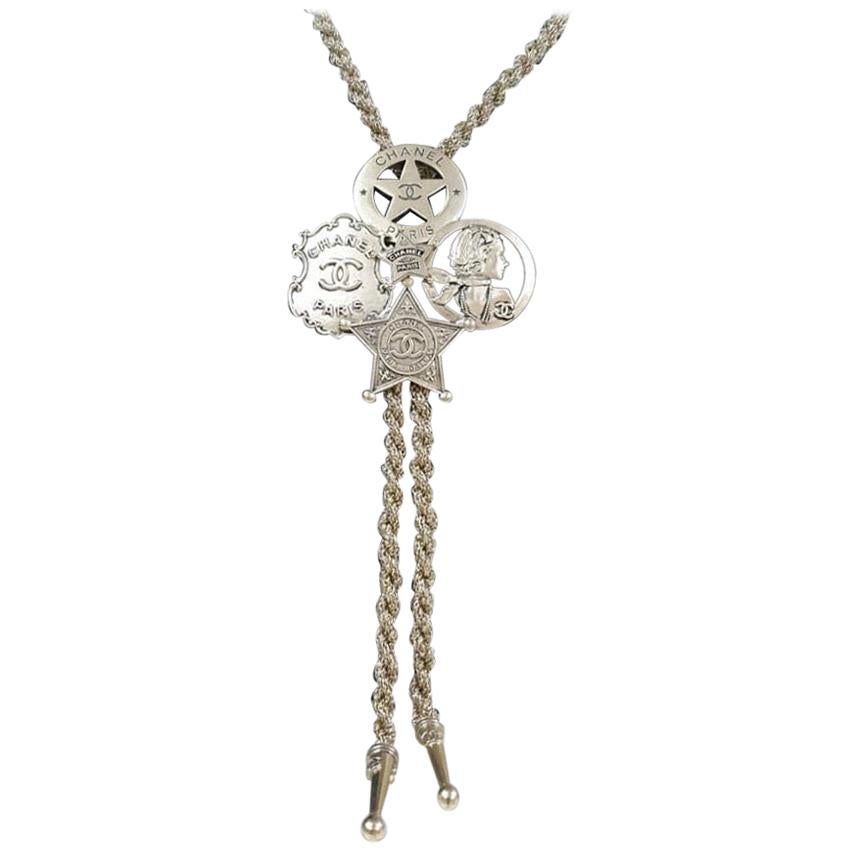Chanel Metallic Paris-Dallas Sheriff Star Gold Tone Bolo Necklace