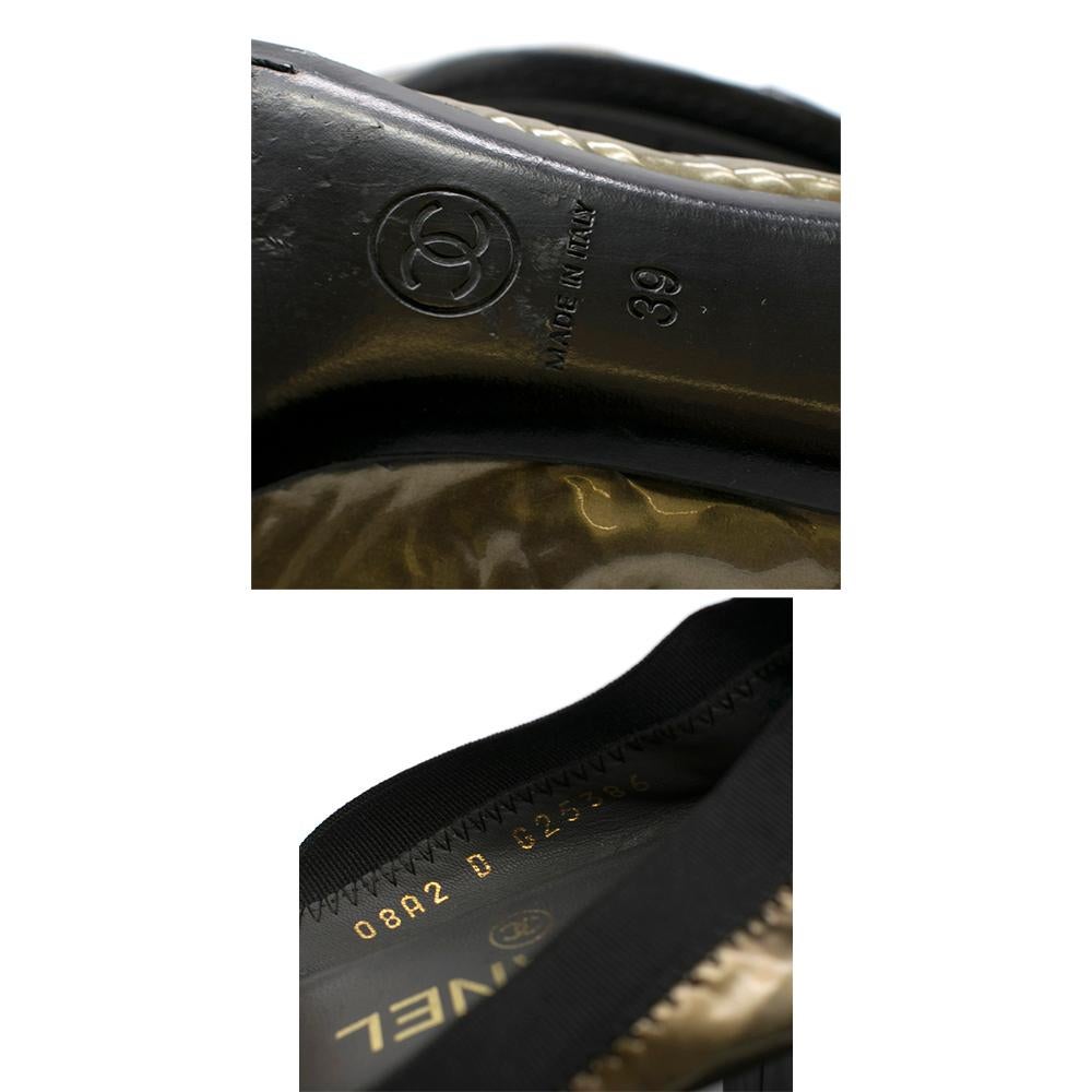 Chanel Metallic Patent Elastic Low Heel Pumps - Size 39 For Sale 5
