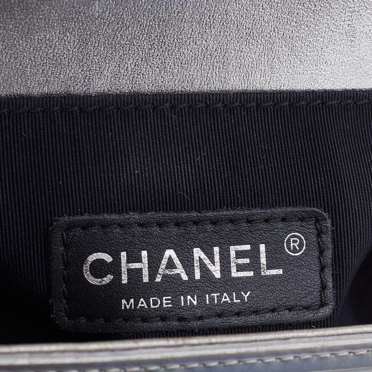 Chanel Metallic Patent Leather Small Boy Bag For Sale at 1stDibs