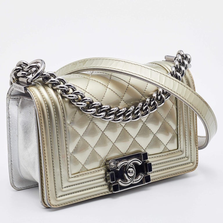 Chanel Metallic Patent Leather Small Boy Bag For Sale at 1stDibs