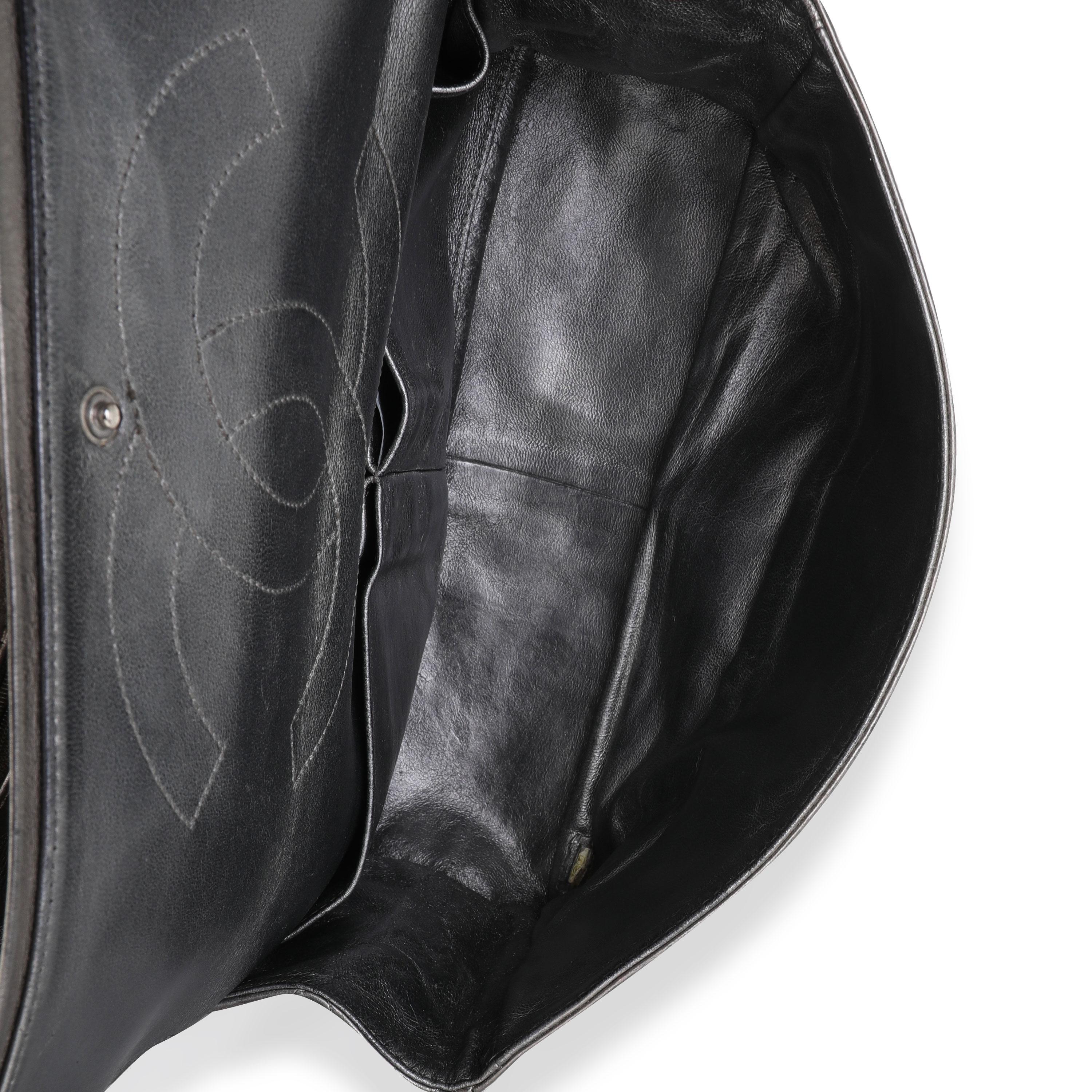 Gray Chanel Metallic Pewter Crinkle Lambskin Reissue 2.25 227 Double Flap Bag For Sale
